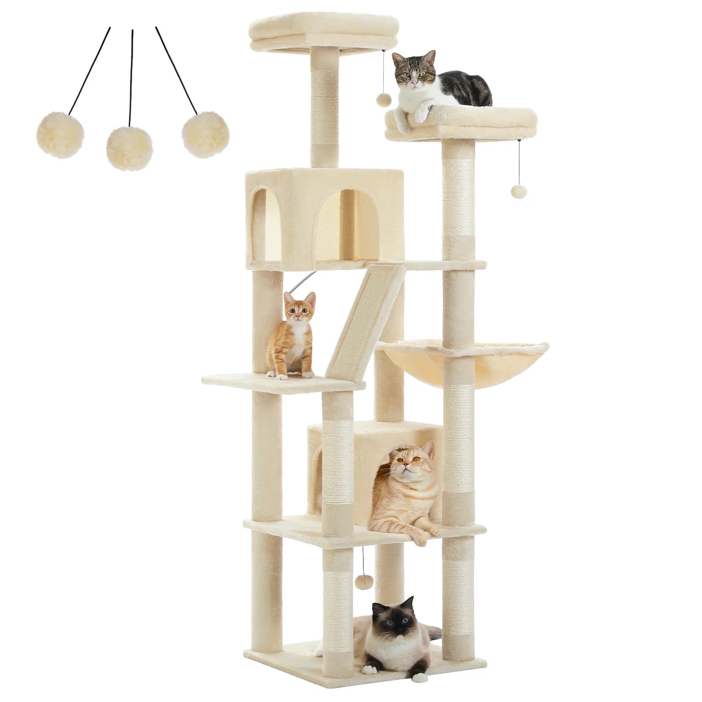 Castillo para gatos con rascador y 3 o 4 alturas.
