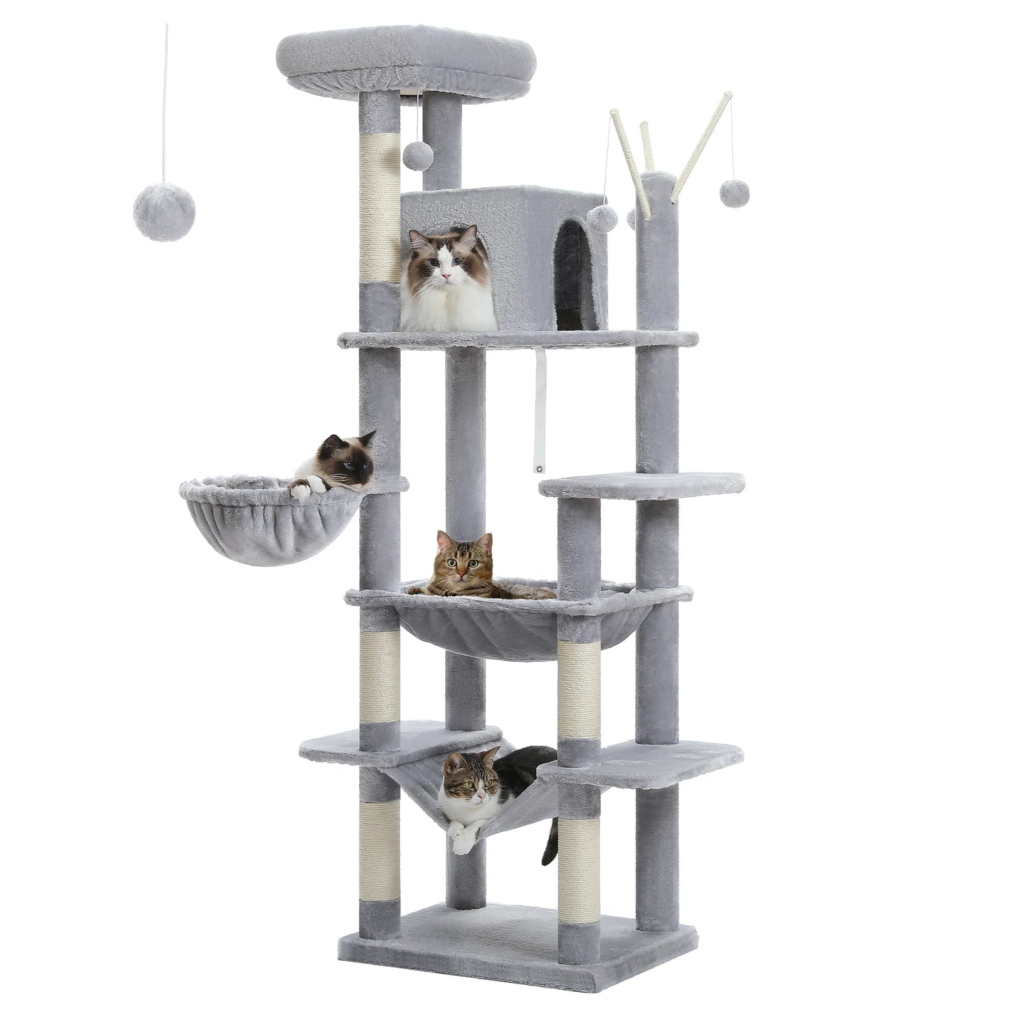 Castillo para gatos con rascador y 3 o 4 alturas.