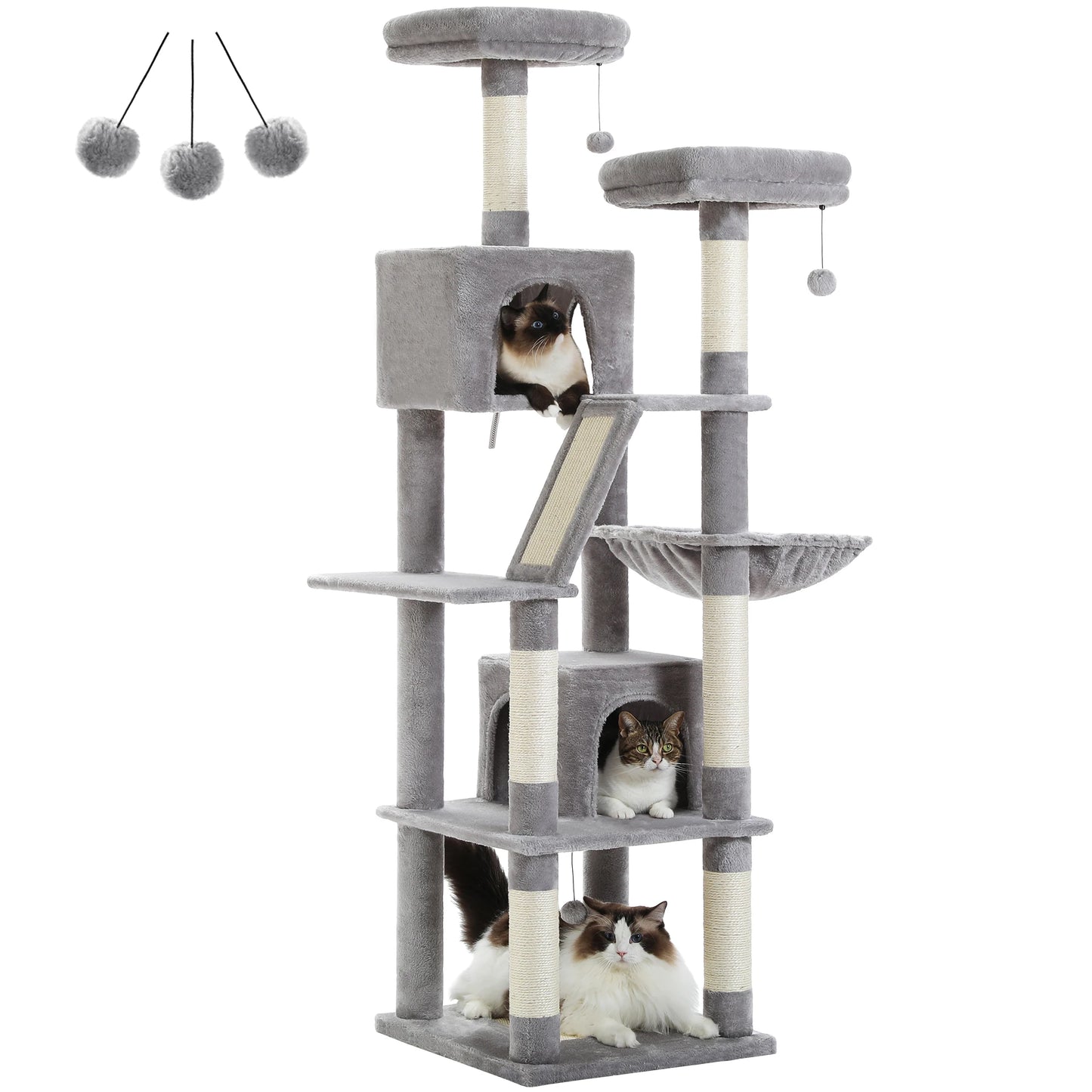 Castillo para gatos con rascador y 3 o 4 alturas.