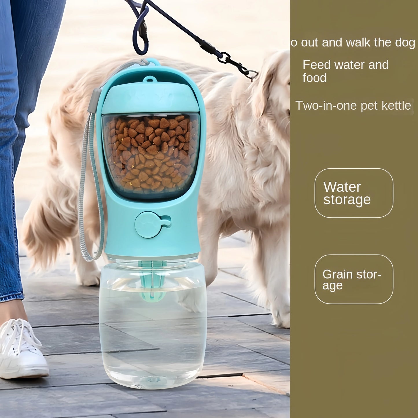 Botella portátil para mascotas 2 en 1